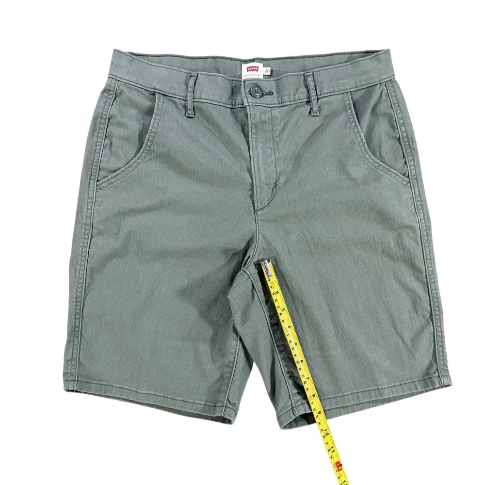 Levis Womens Chino Shorts Sage Green Twill Mid Length Size 28 Water Less